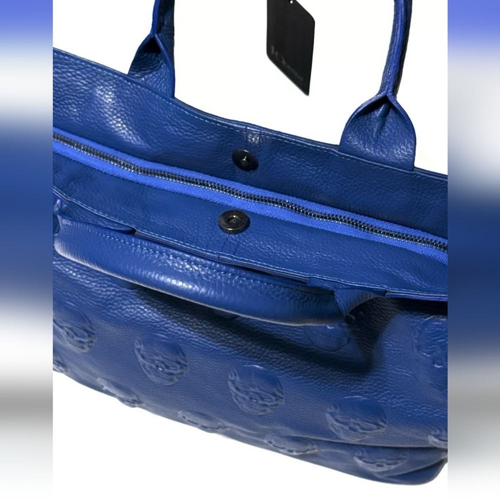 IO Pelle Italia NEW Large Skull Embossed Leather Satchel/Crossbody Bag Dust Bag - Picture 13 of 14